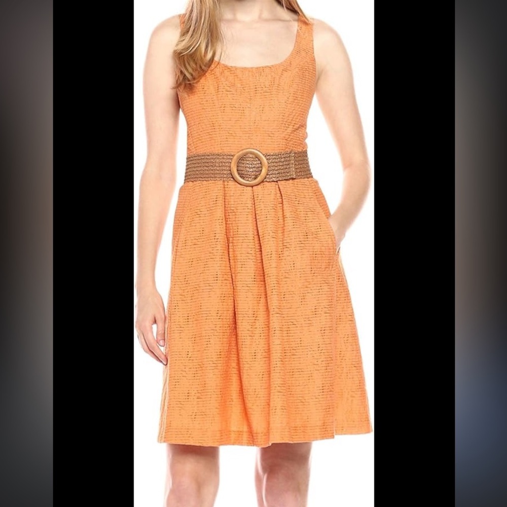 Nine West Orange Dress with Brown Belt